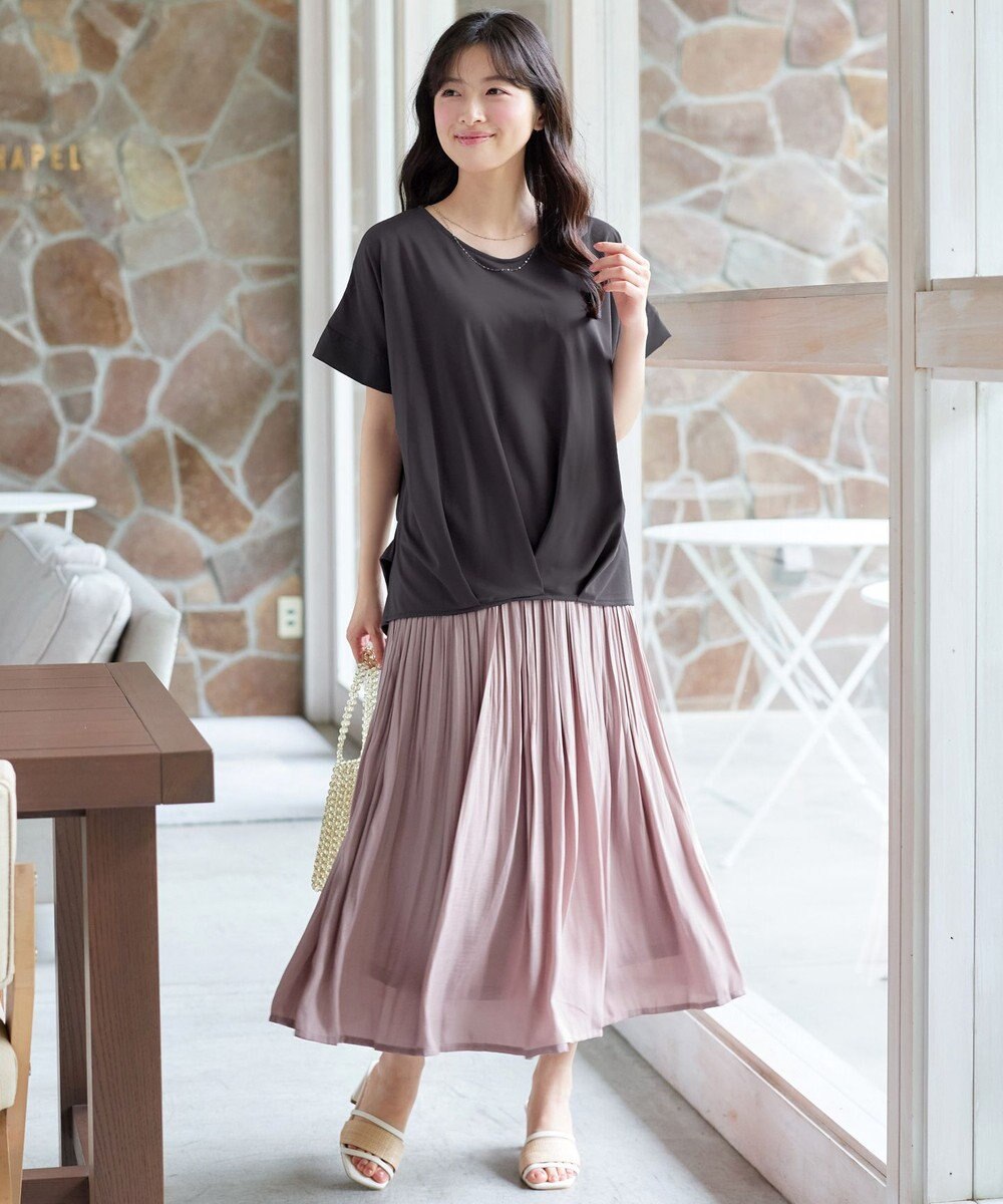 Tiaclasse 【安田美沙子さん着用】ヴィンテージサテンプリーツスカート 