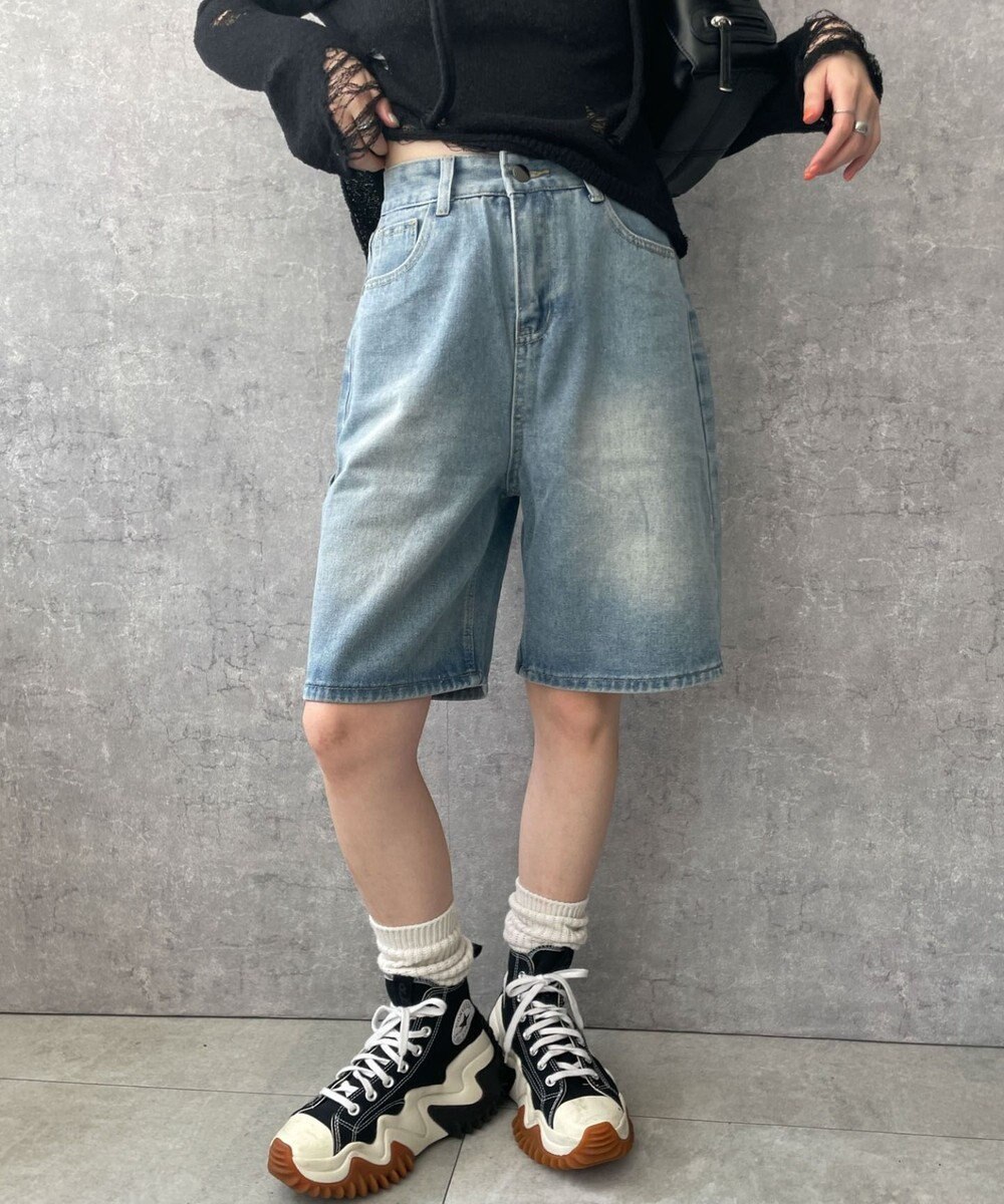 WEGO ワイドハーフデニムパンツ 