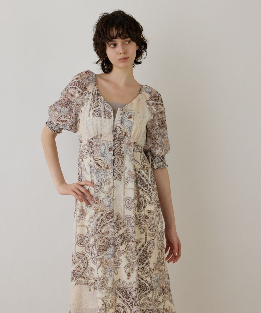 GRACE CONTINENTAL スカーフプリントドレス 