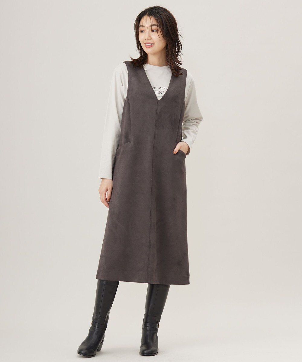 J.PRESS LADIES L 【洗える】スウェードダンボール ジャンパースカート 