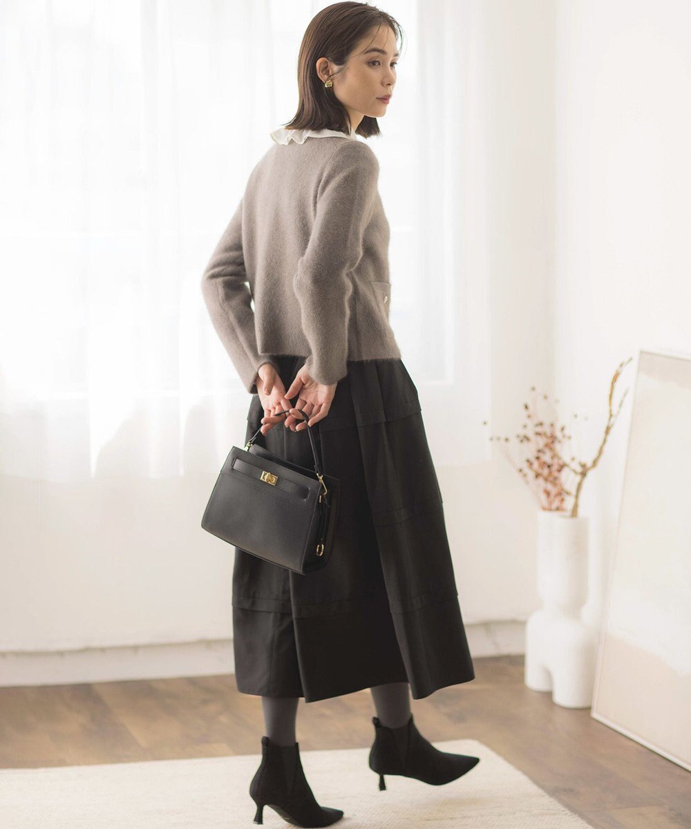 組曲 フリルタフタ フレアスカート 