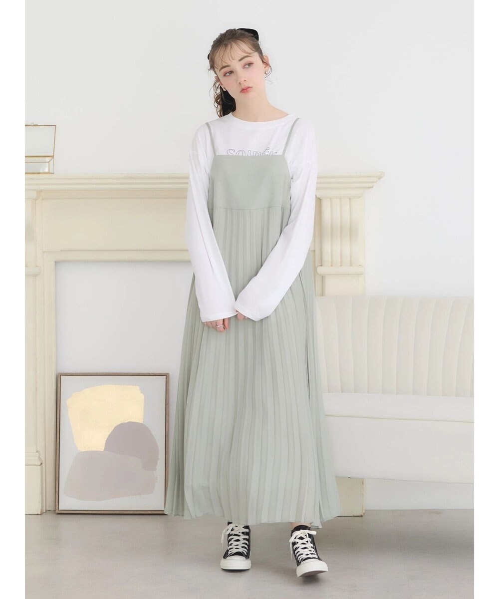 earth music&ecology ＳＥＴ２点　オーガンジー刺繍＋プリーツワンピース 