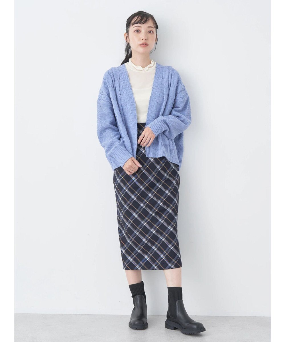 earth music&ecology ベロアモールケーブルカーディガン 