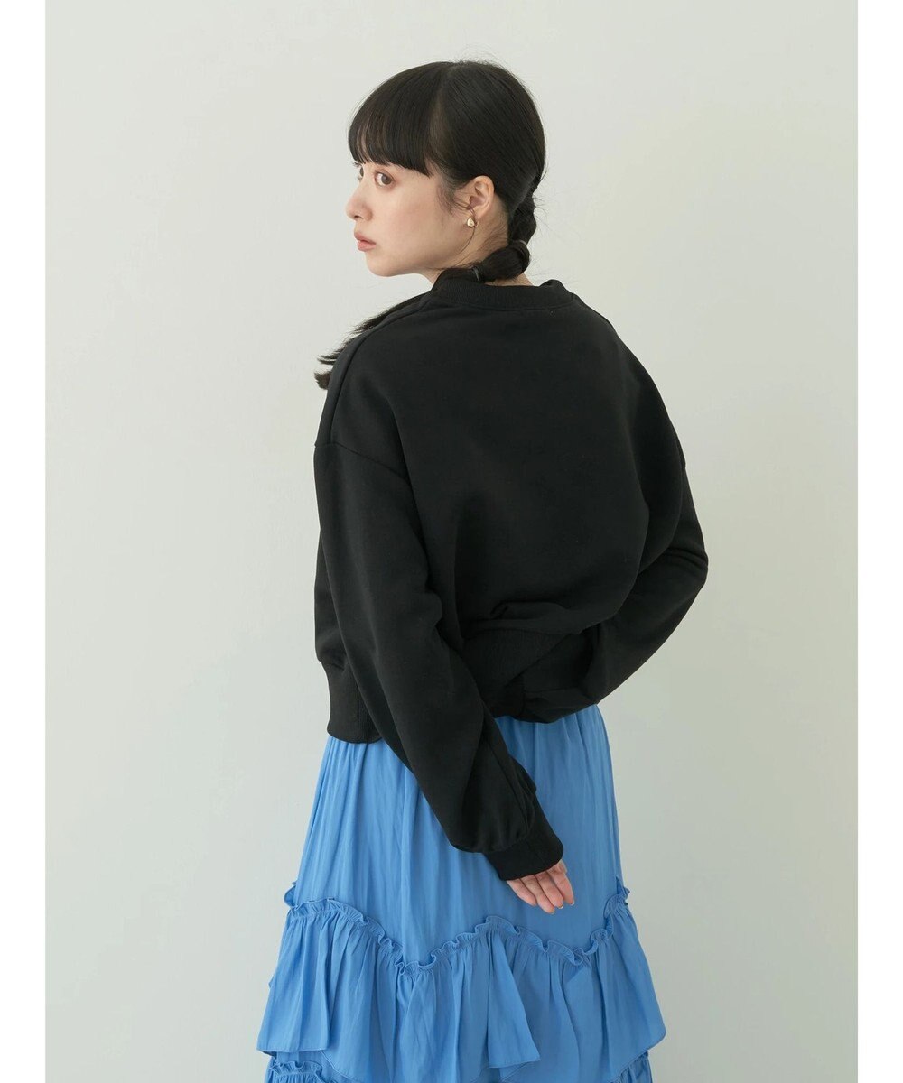 earth music&ecology クルーネック袖シャーリングスウェット 