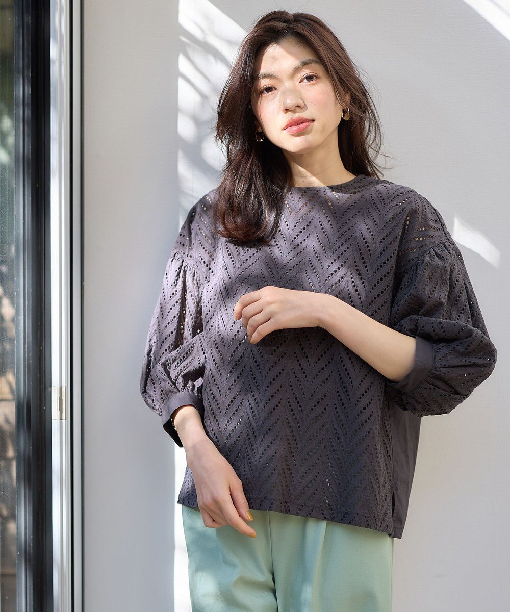 ANY 【洗濯機可】エンブロイダリーブラウス 