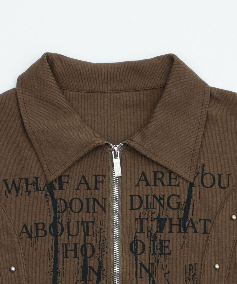 WEGO WジップスタッズクロップドSSトップス 