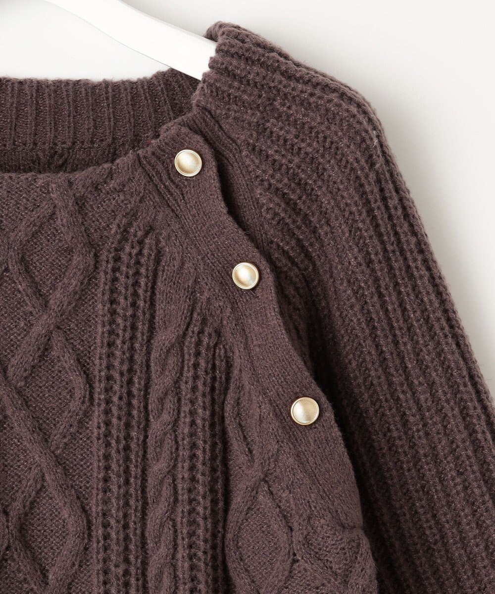 Feroux 【洗える】金釦ケーブル ニット 