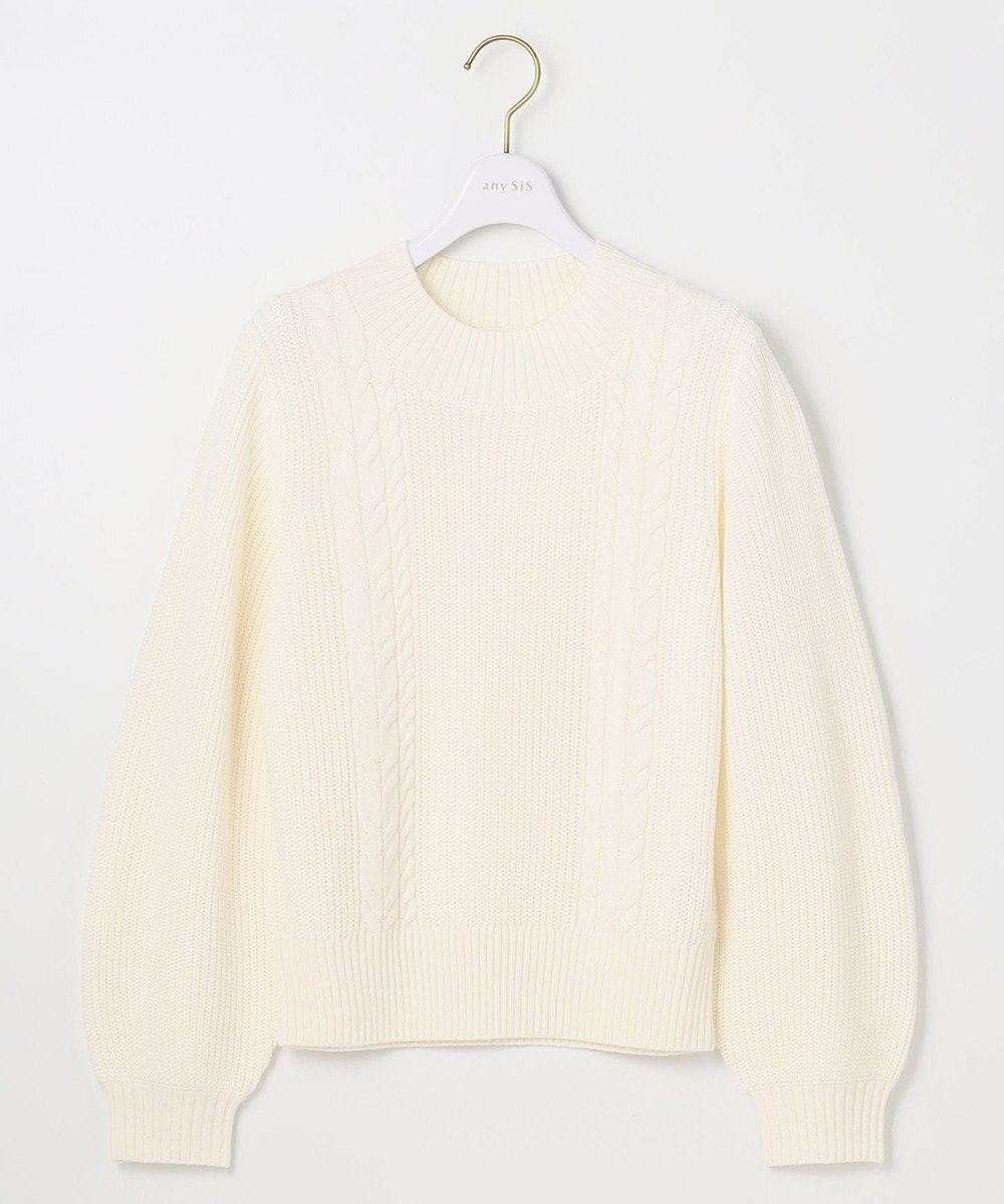ANY SIS 【洗える】スフレケーブルパフスリーブ ニット 