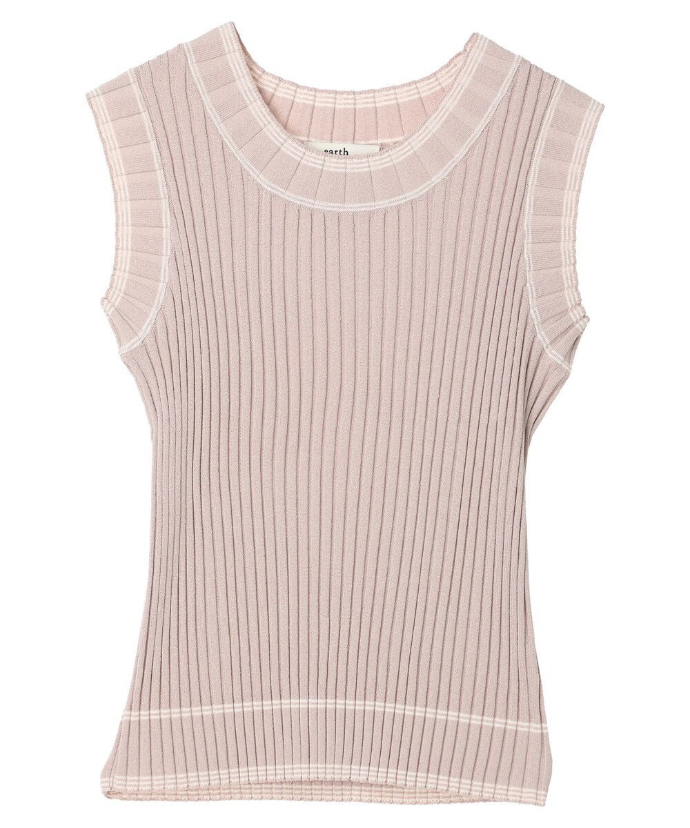 earth music&ecology ノースリーブラインニットプルオーバー 