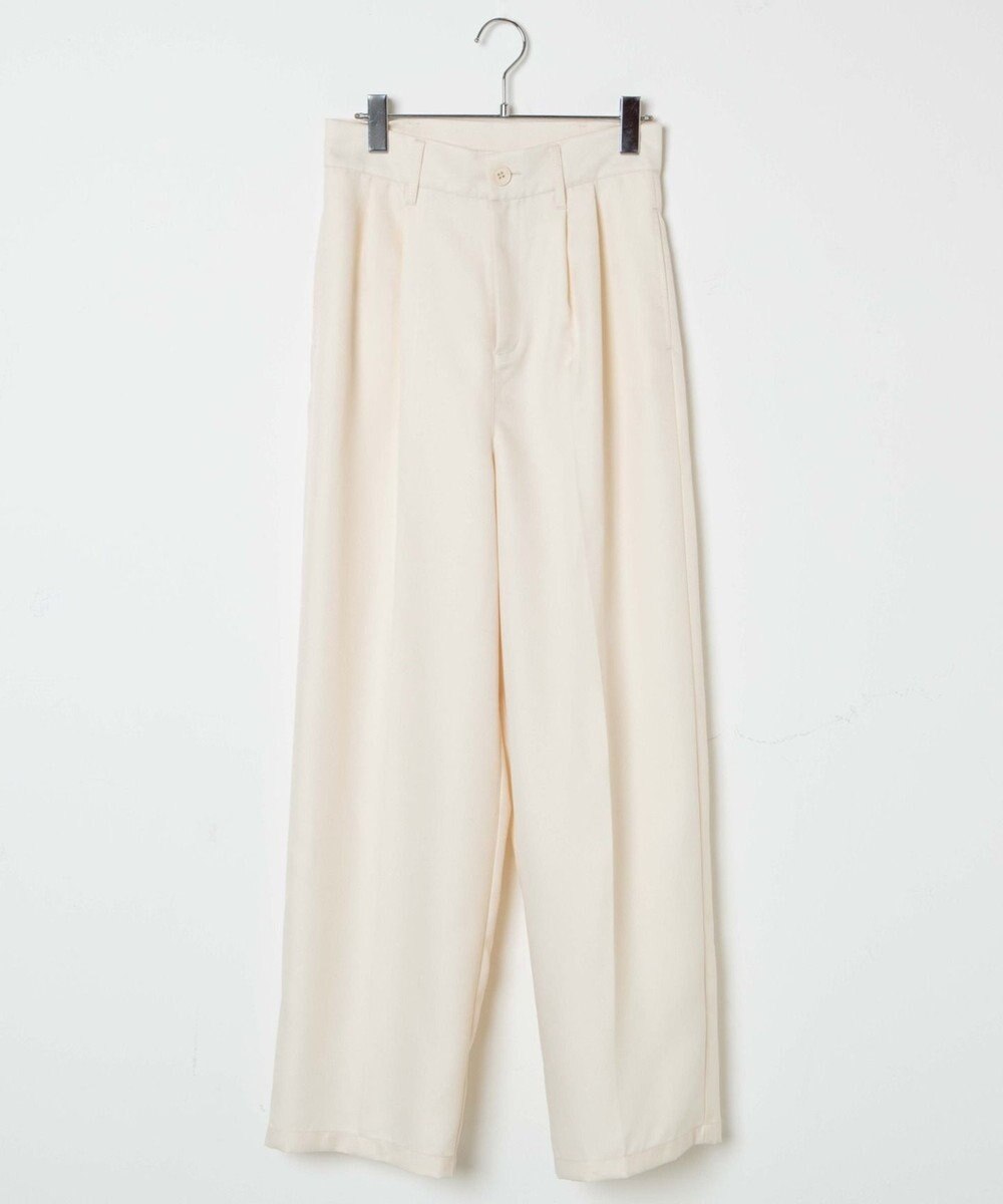 WEGO 【手洗い可】ハイウエストセンタープレスワイドパンツ 