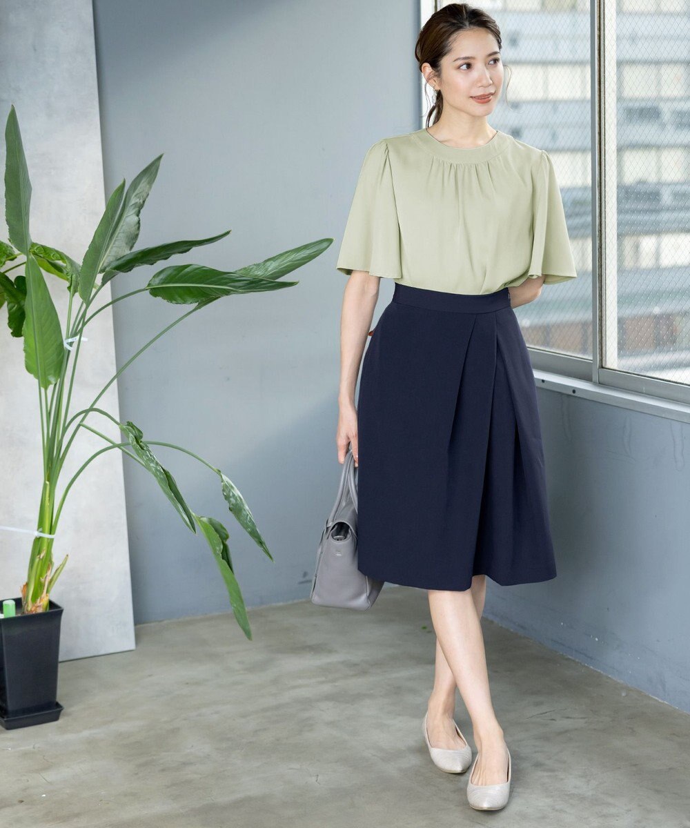 Tiaclasse 【洗える】5分丈フレアスリーブブラウス 