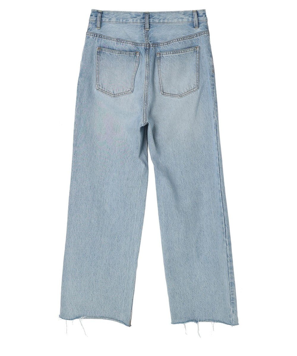 earth music&ecology ウ゛ィンテージ加工セルフカットワイドデニム 