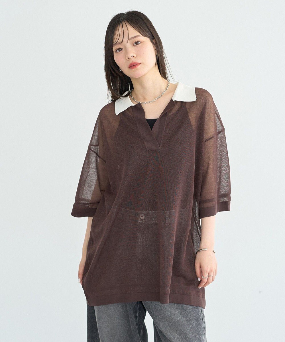 earth music&ecology シアーポロプルオーバー 