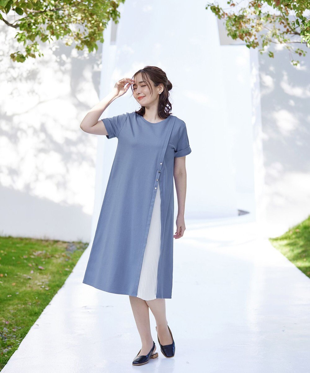Tiaclasse 【UVケア・接触冷感】”あまラク” アシメプリーツカットソーワンピース 