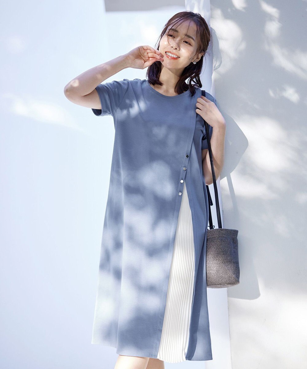 Tiaclasse 【UVケア・接触冷感】”あまラク” アシメプリーツカットソーワンピース 