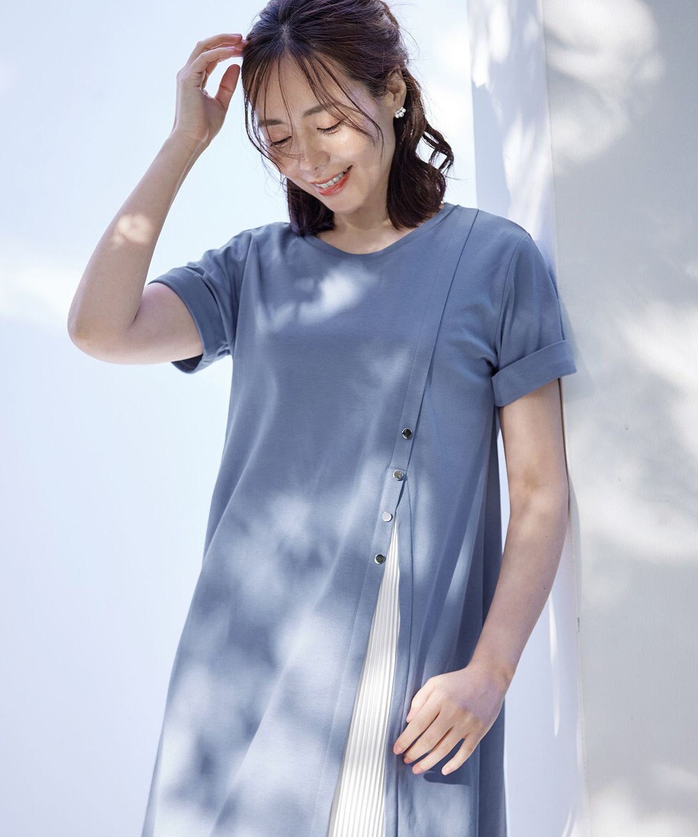Tiaclasse 【UVケア・接触冷感】”あまラク” アシメプリーツカットソーワンピース 