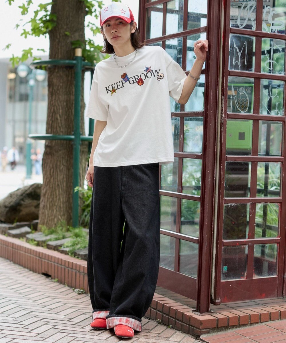 WEGO 【ユニセックス着用ITEM/機能T】接触冷感モチーフ刺繍グラフィックT（SS） 