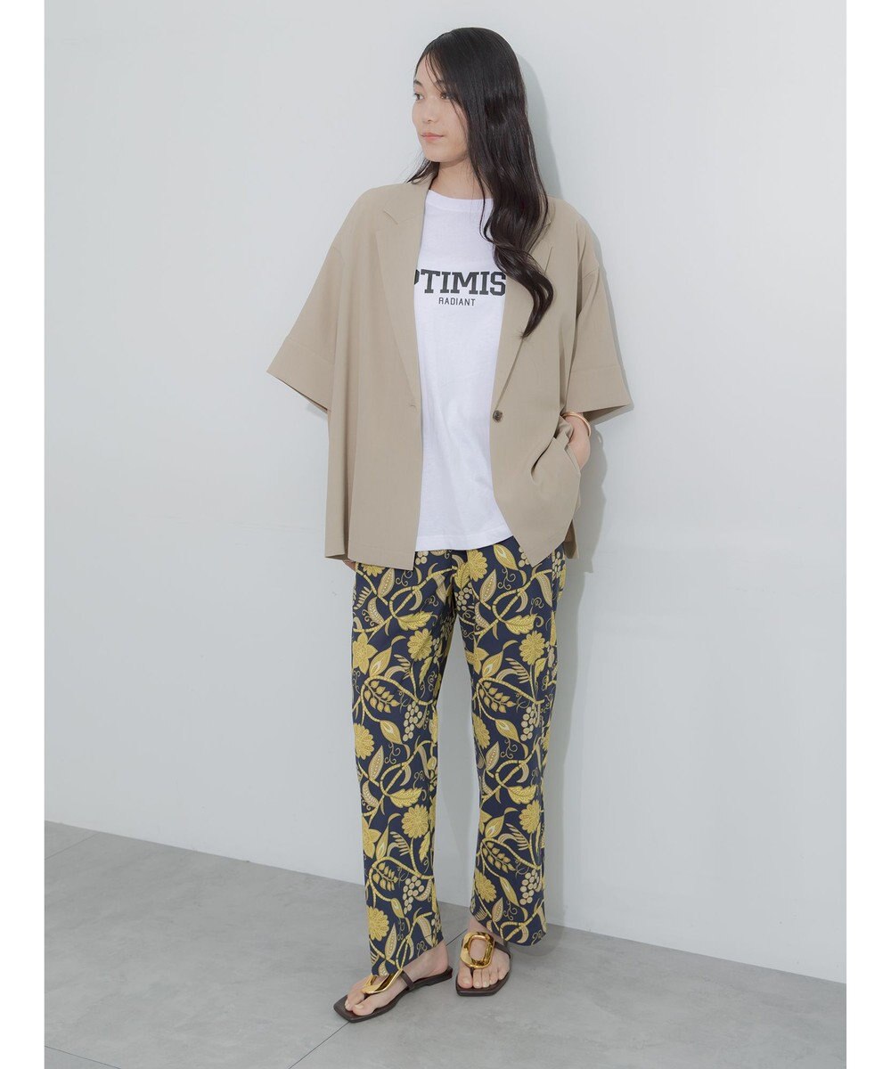 Te chichi 麻調ハーフスリーブジャケット 