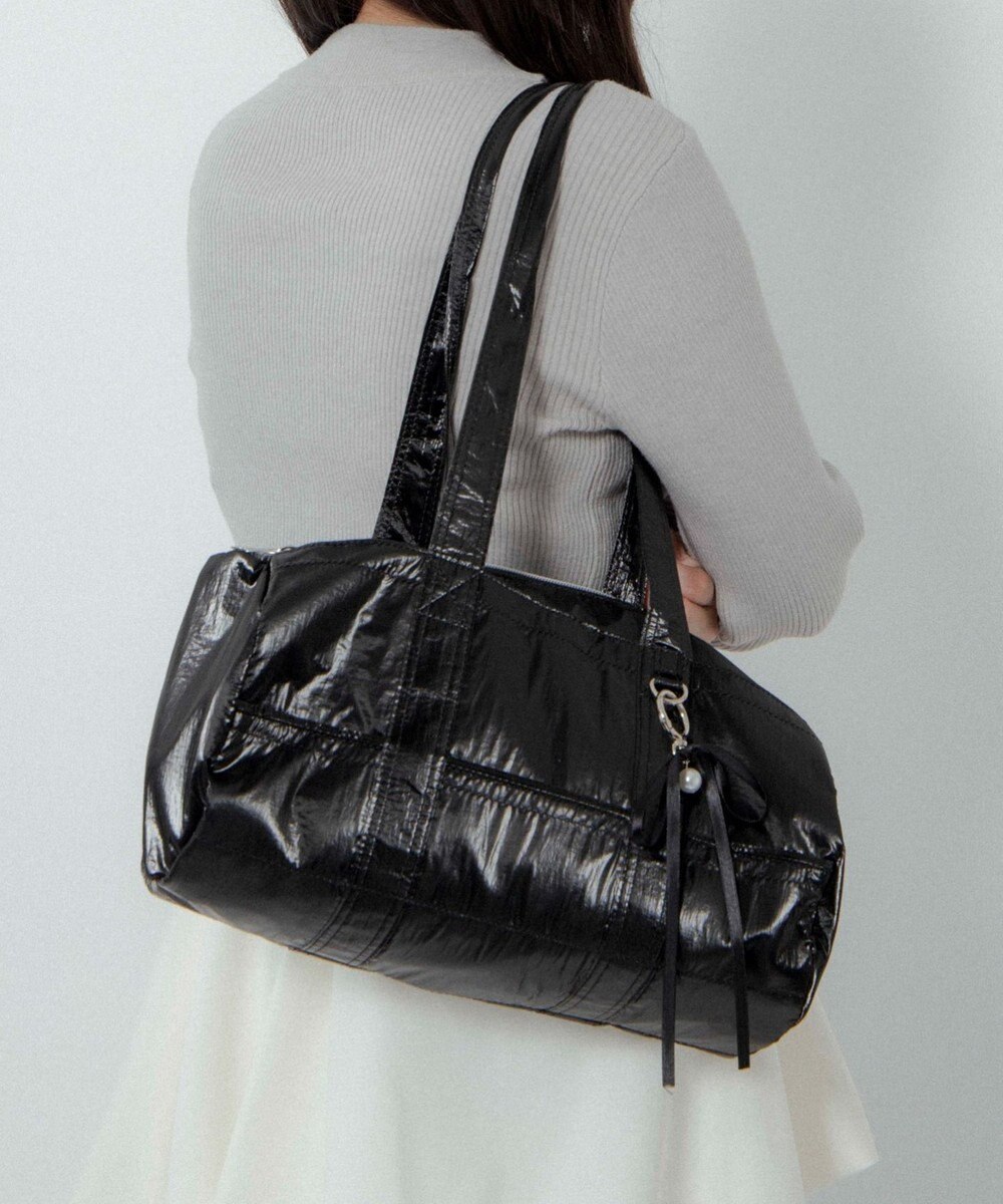 WEGO サテンリボンチャーム付きボストンバッグ 