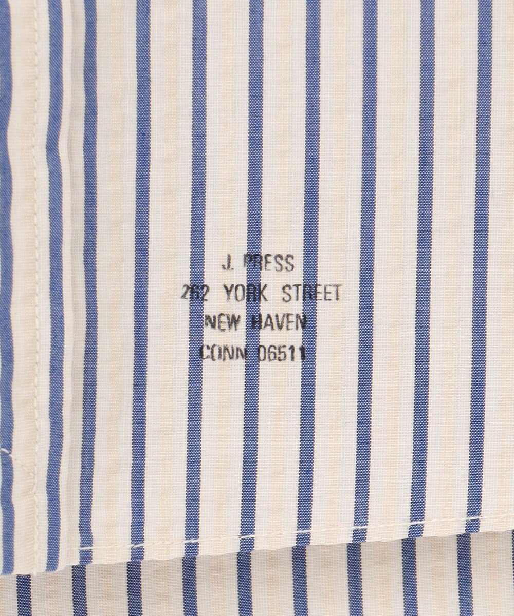 J.PRESS MEN 【KING SIZE】【クールマックス】サッカー マルチストライプ バンドカラーシャツ 