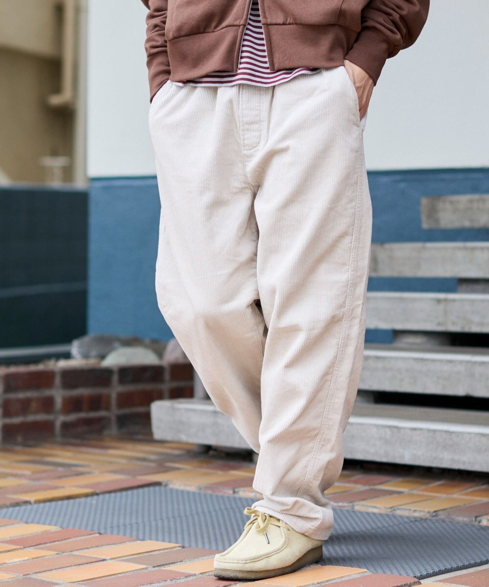 WEGO 【ユニセックス着用ITEM/ウエストゴム/SMLサイズ展開】コーデュロイイージーストレートパンツ 