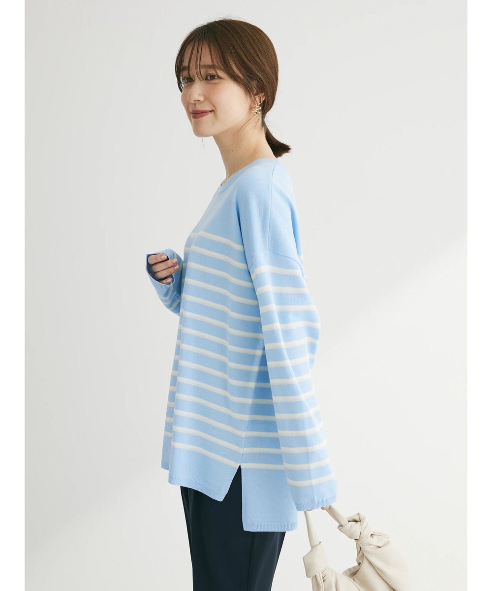 Green Parks ラメ入りボーダーニットプルオーバー 