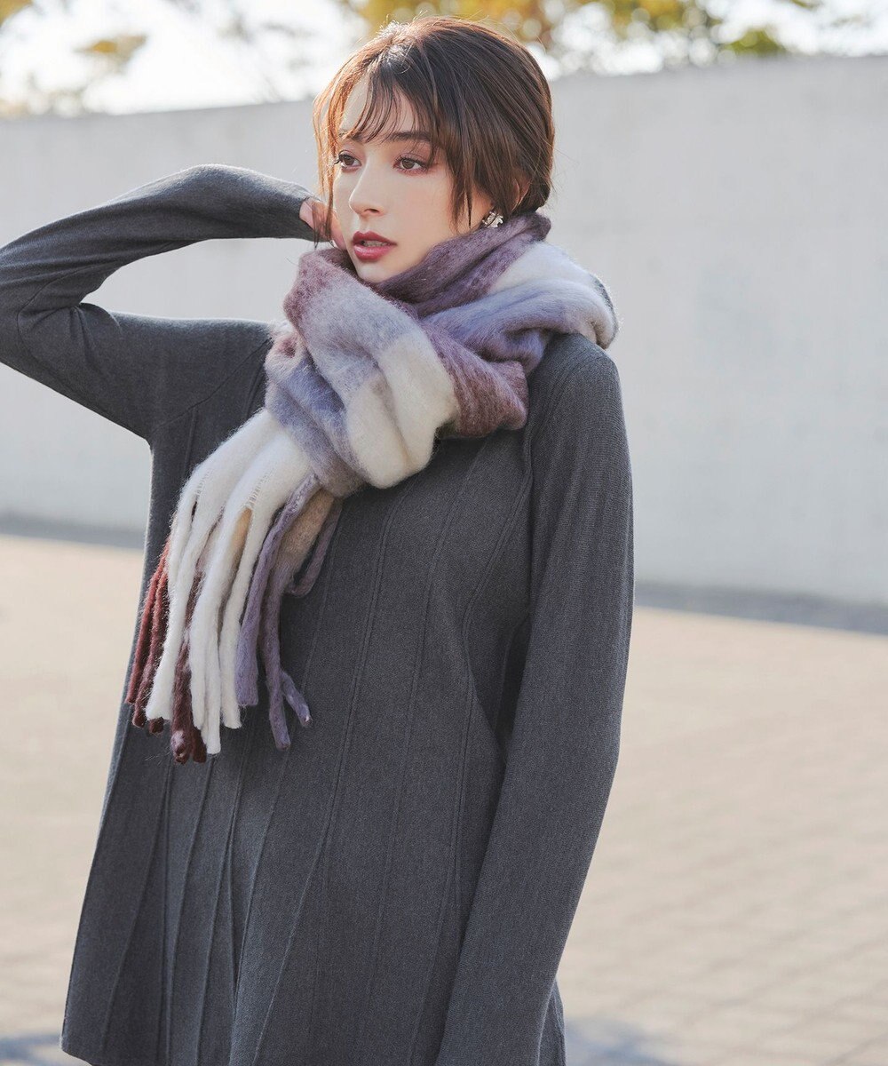 Tiaclasse 【洗える】ストライプ編みフレアニットチュニック 