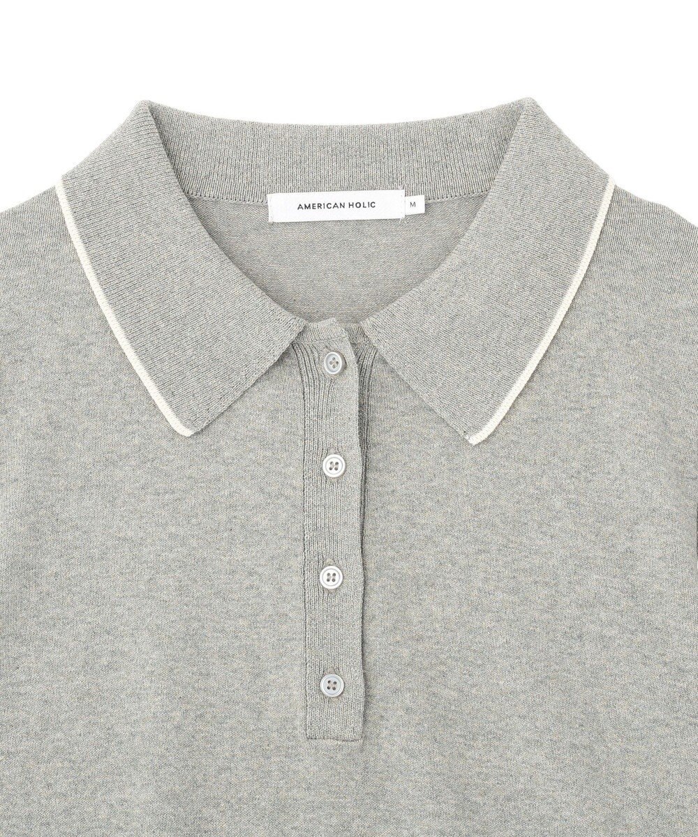 AMERICAN HOLIC 配色ラインニットポロ 