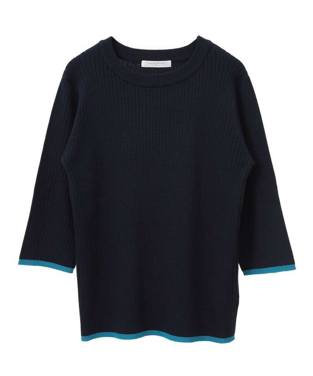 Green Parks ＢＰ　袖口カラーリブ７分袖ニットプルオーバー 