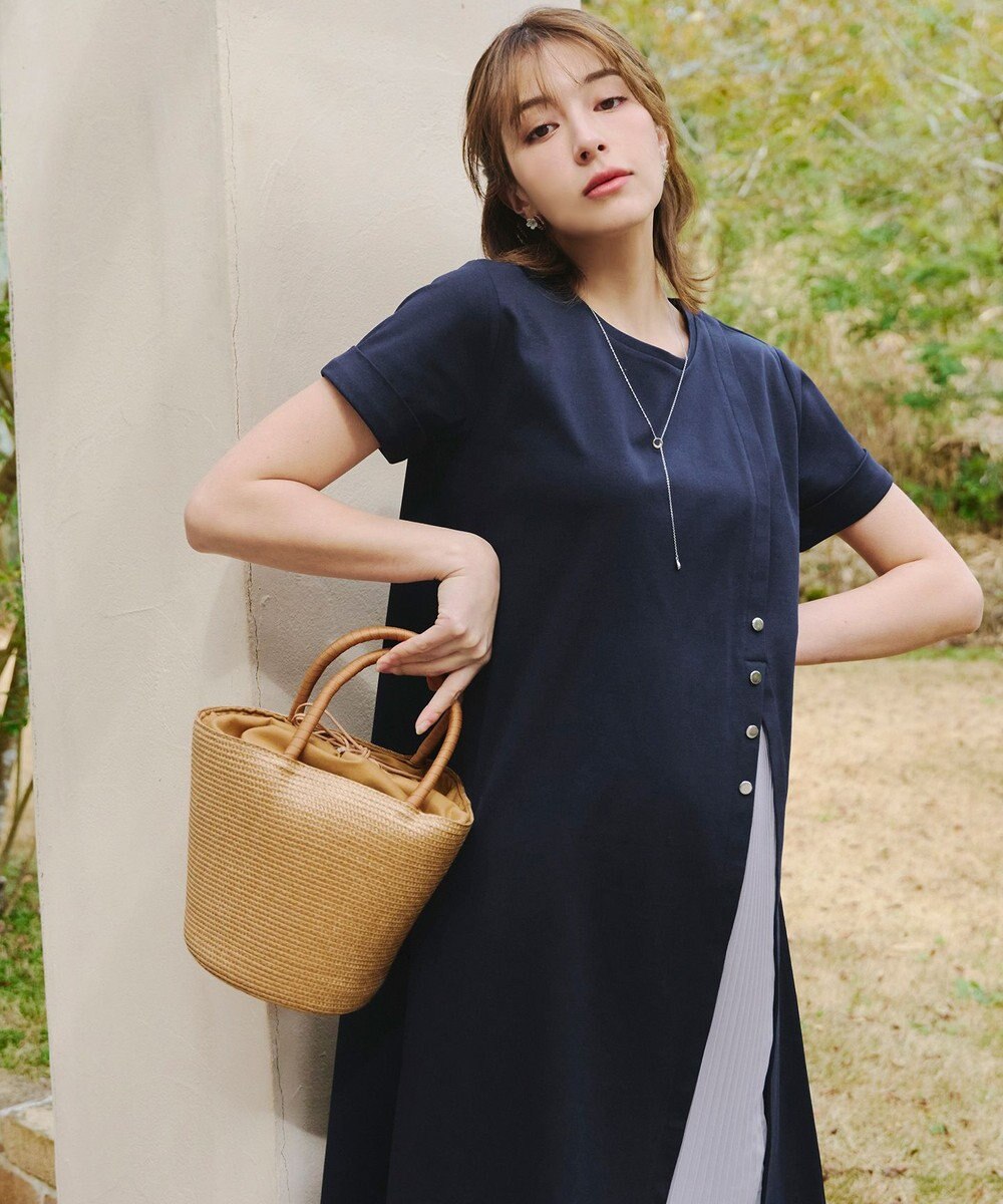 Tiaclasse 【UVケア・接触冷感】”あまラク” アシメプリーツカットソーワンピース 