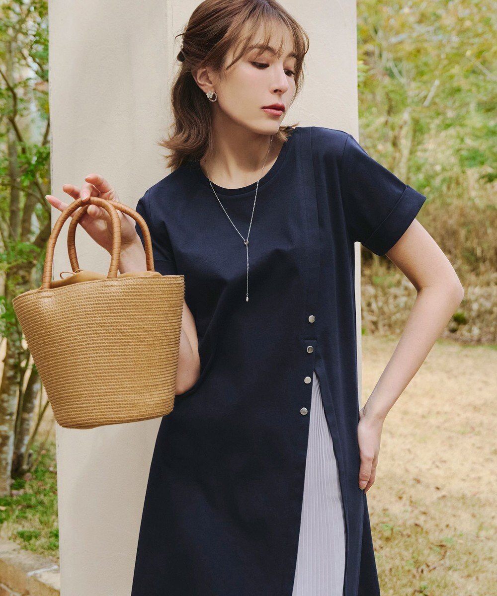 Tiaclasse 【UVケア・接触冷感】”あまラク” アシメプリーツカットソーワンピース 