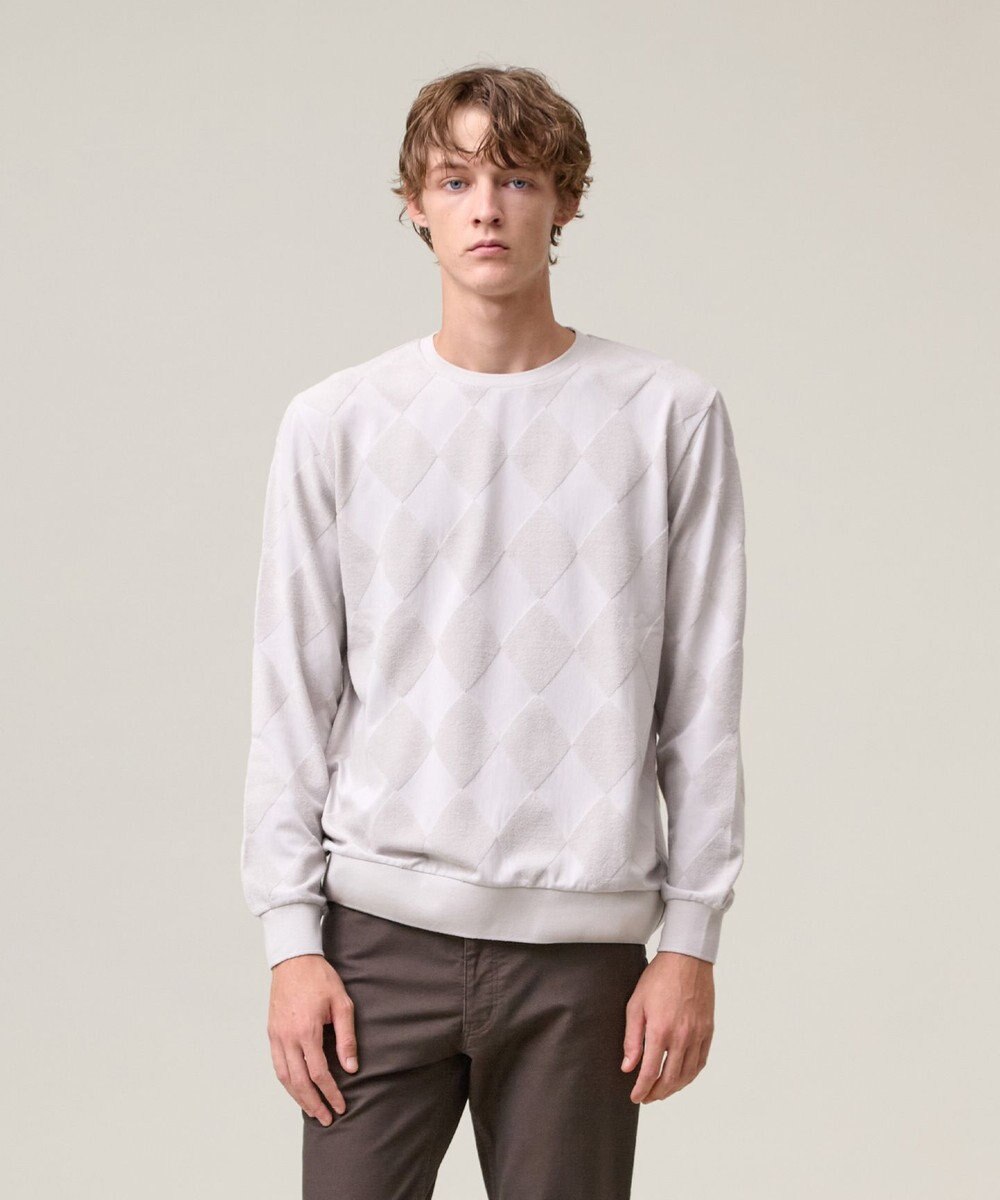 J.PRESS MEN アーガイルワントーンリンクス ロングスリーブ Tシャツ 