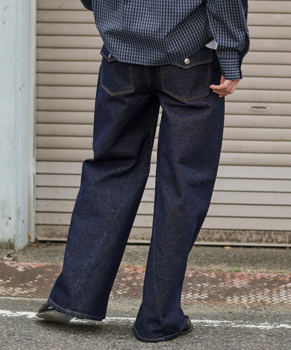 WEGO 【ユニセックス着用ITEM】カバーフィットフラップデニムパンツ 