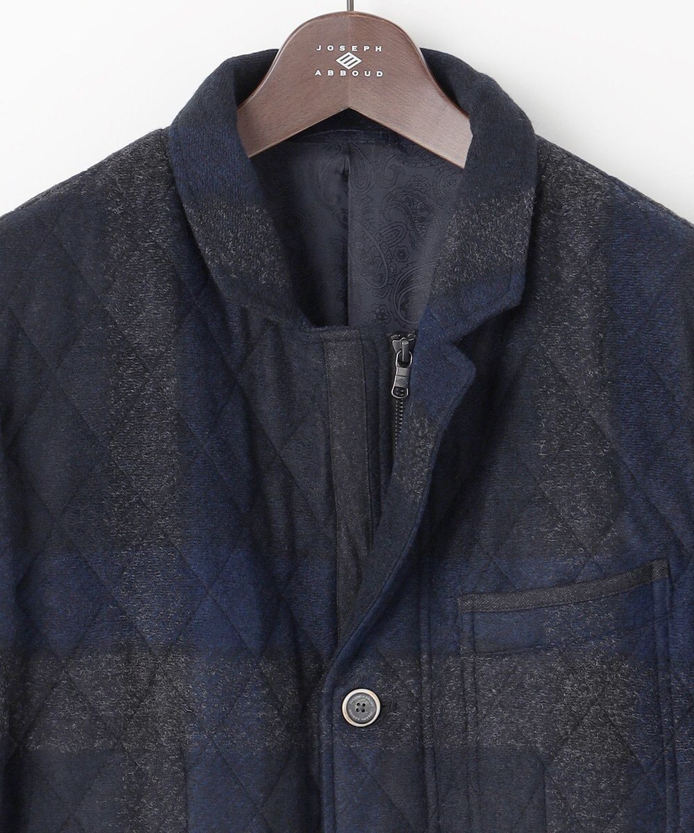 JOSEPH ABBOUD 【イタリア素材/軽量/中綿キルト】 スライバーチェックキルト ジャケット 