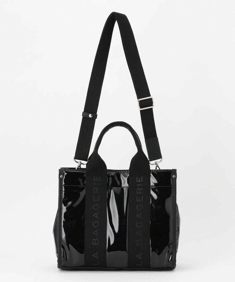 LA BAGAGERIE ソフトエナメル　ロゴテープ2WAYトートバッグ　Mサイズ 