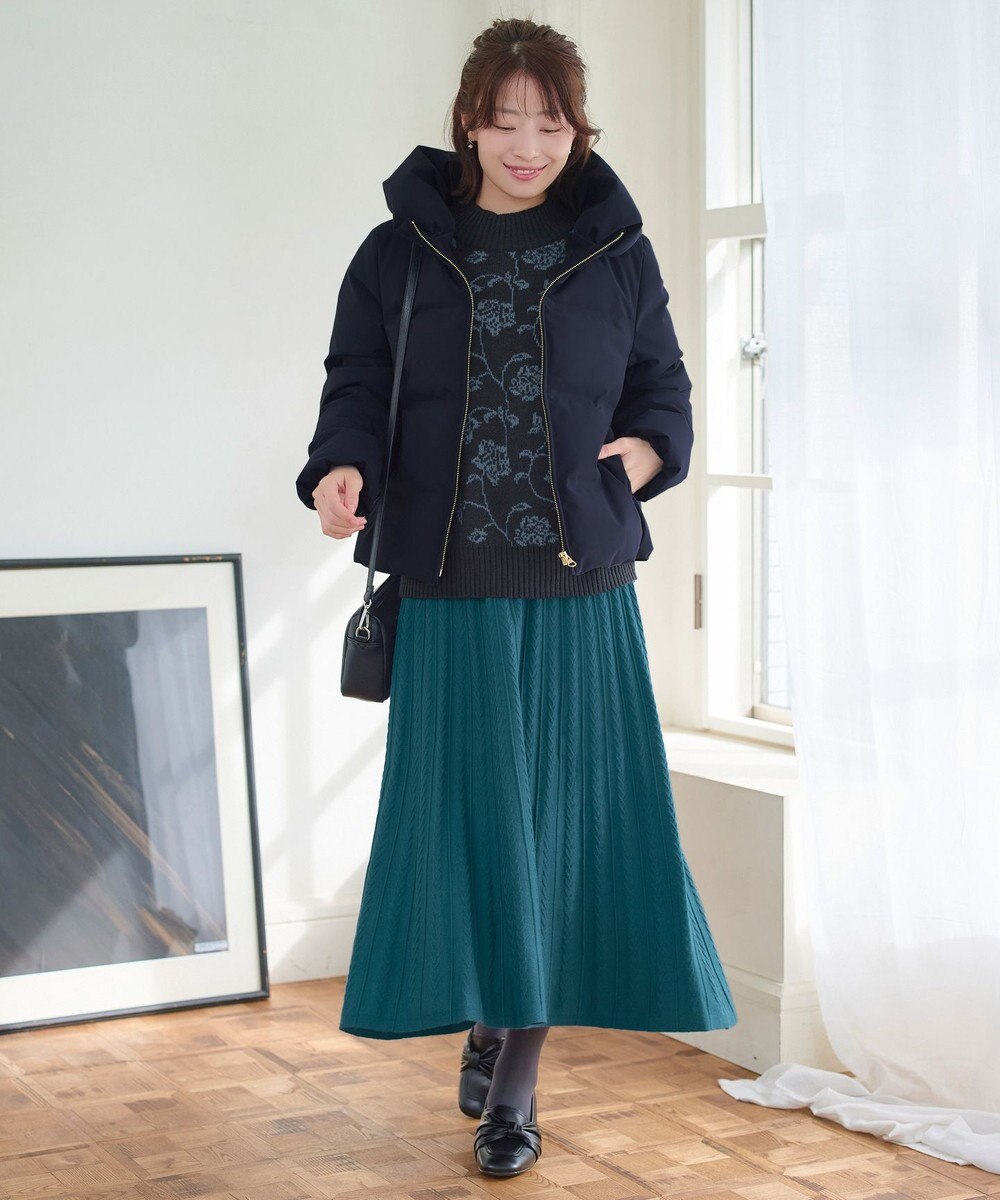 Tiaclasse アラン柄ニットフレアスカート 