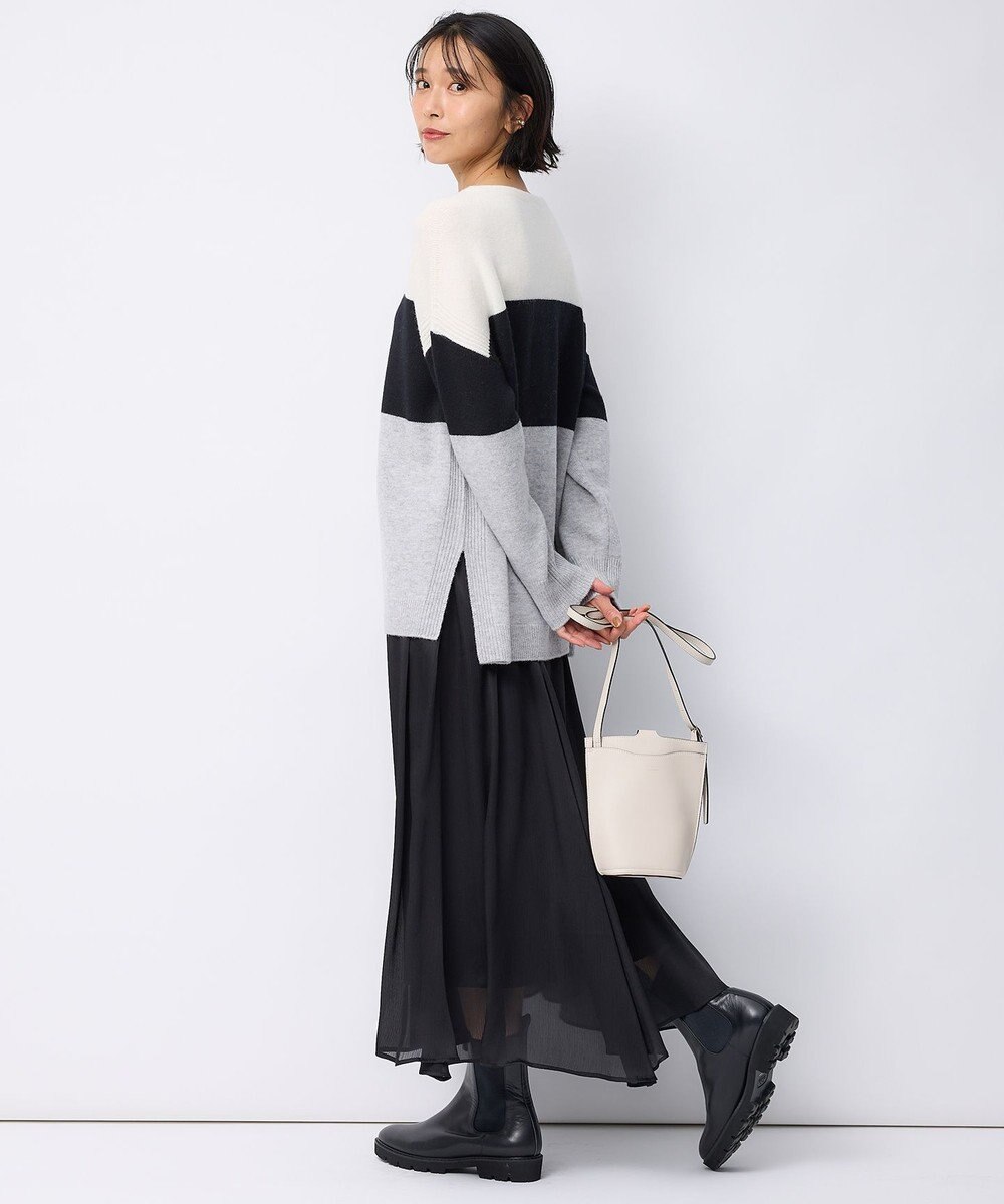 23区 【洗える】ウールカシミヤ カラーブロック ニット 