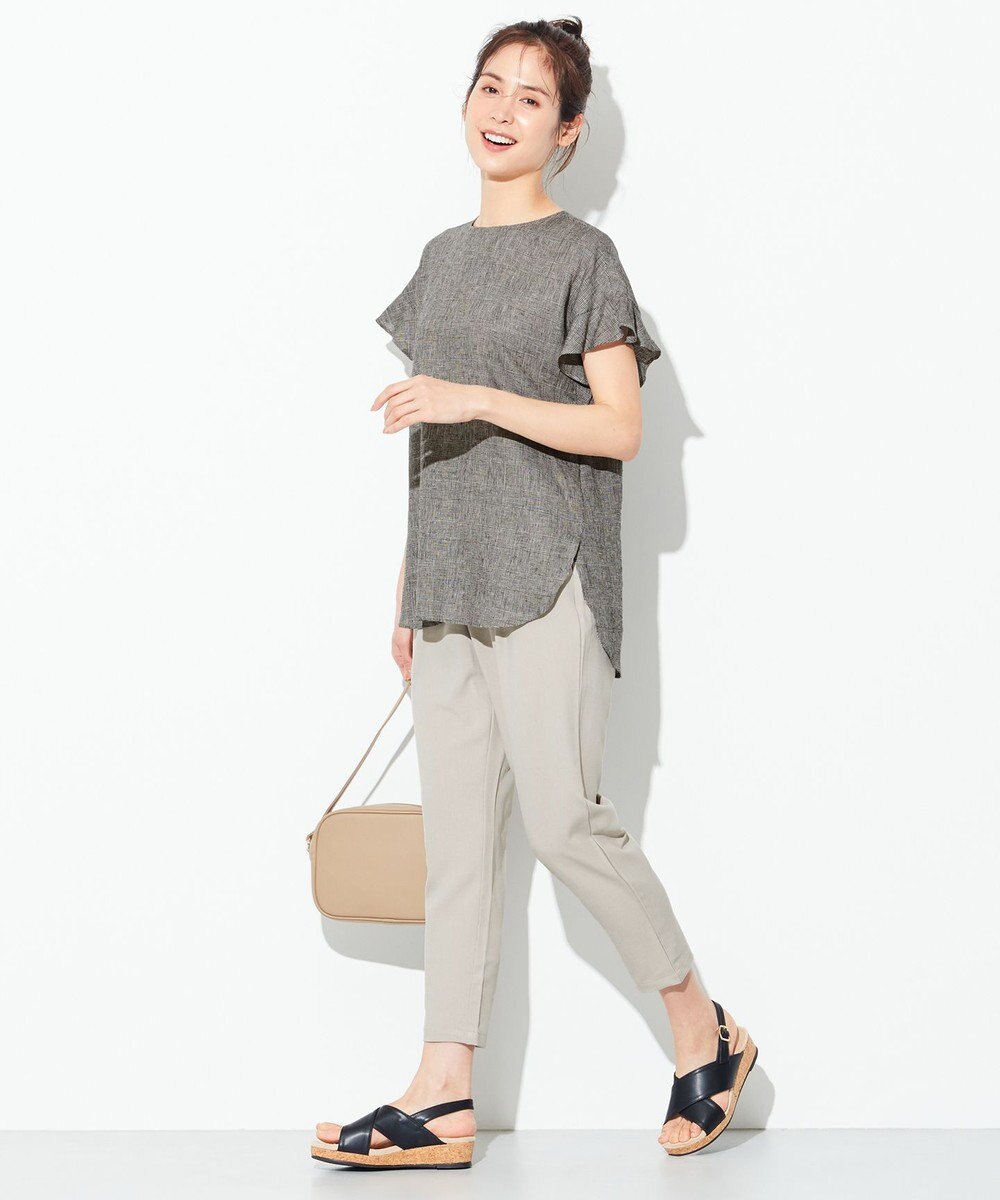 ANY 【洗える】ライトリネンクロスフレアスリーブ ブラウス 