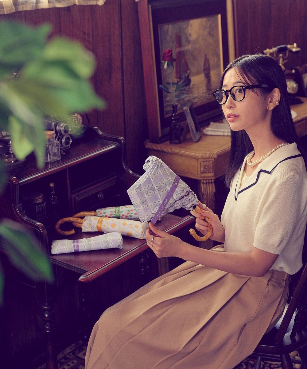 MOONBAT アデリアレトロ×estaa 晴雨兼用日傘 折りたたみ傘 花ざかり UV 一級遮光 