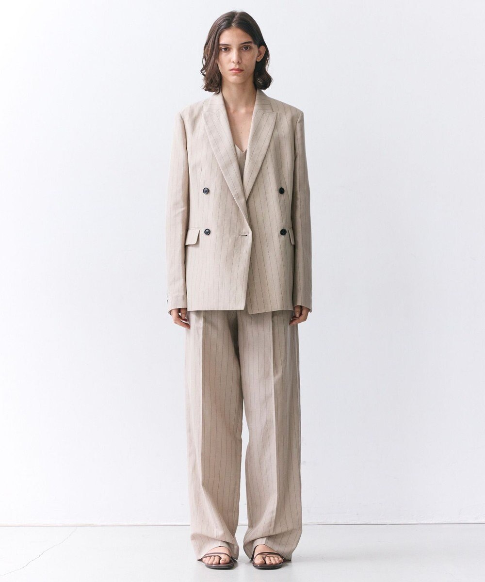 BEIGE， ERYTH / リネンストライプダブルジャケット 