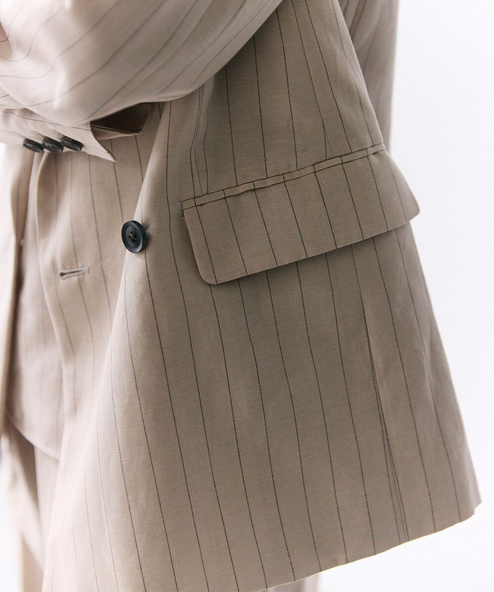 BEIGE， ERYTH / リネンストライプダブルジャケット 