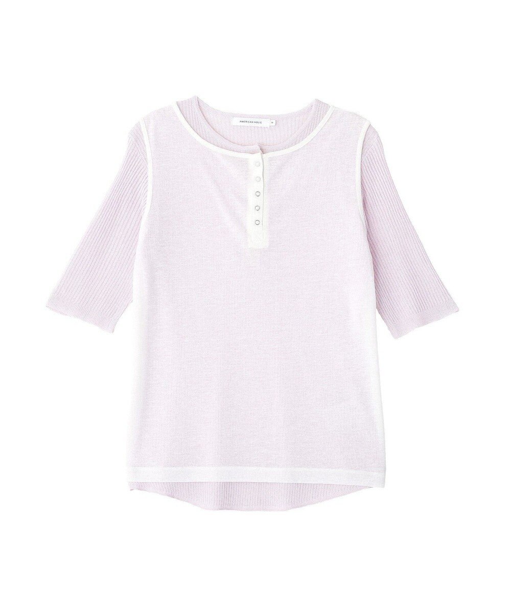 AMERICAN HOLIC 【2点セット】シアーリブヘンリーネックニット＋タンクトップ 