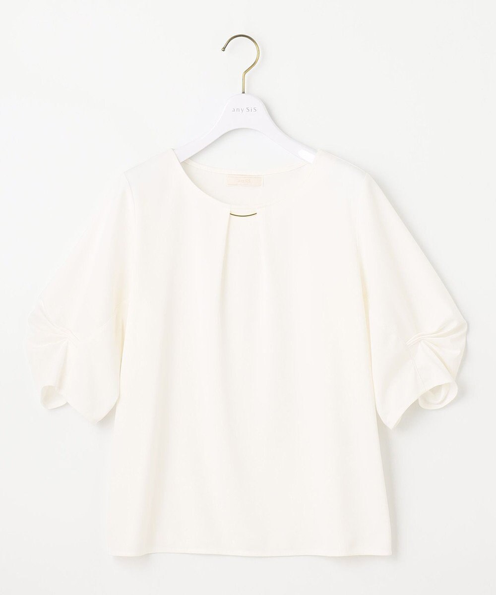 ANY SIS 【接触冷感・吸水速乾・UVケア】エアリードレープスムース タックスリーブ ブラウス 