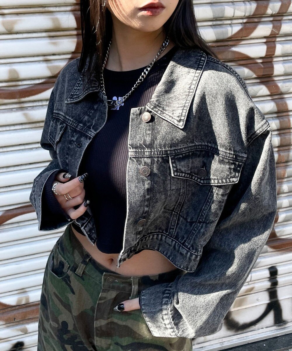 WEGO ヴィンテージウォッシュショートデニムジャケット 