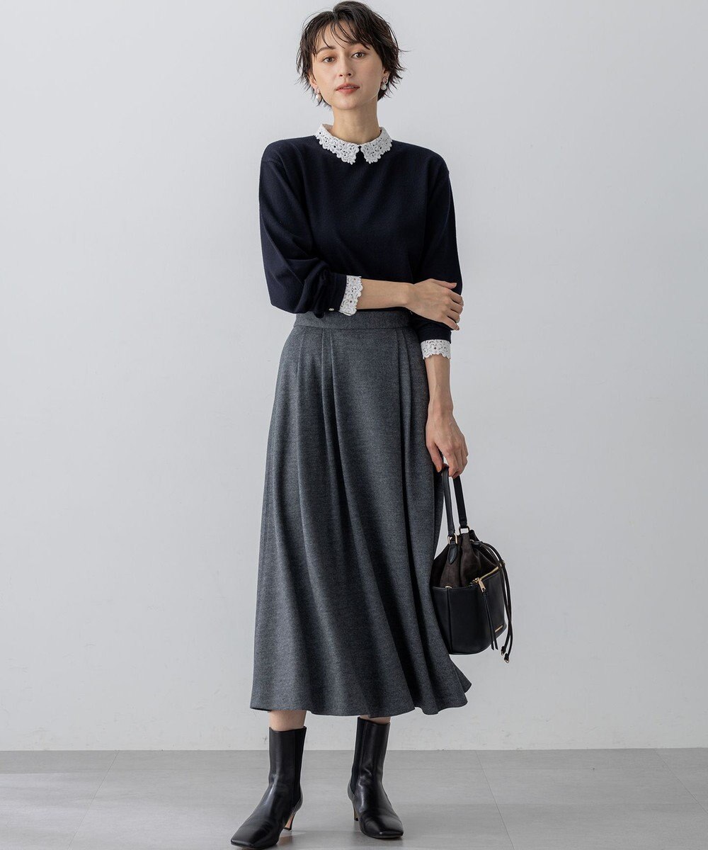 23区 【洗える】エンブロイダリー フラワーレースコンビ ニット 