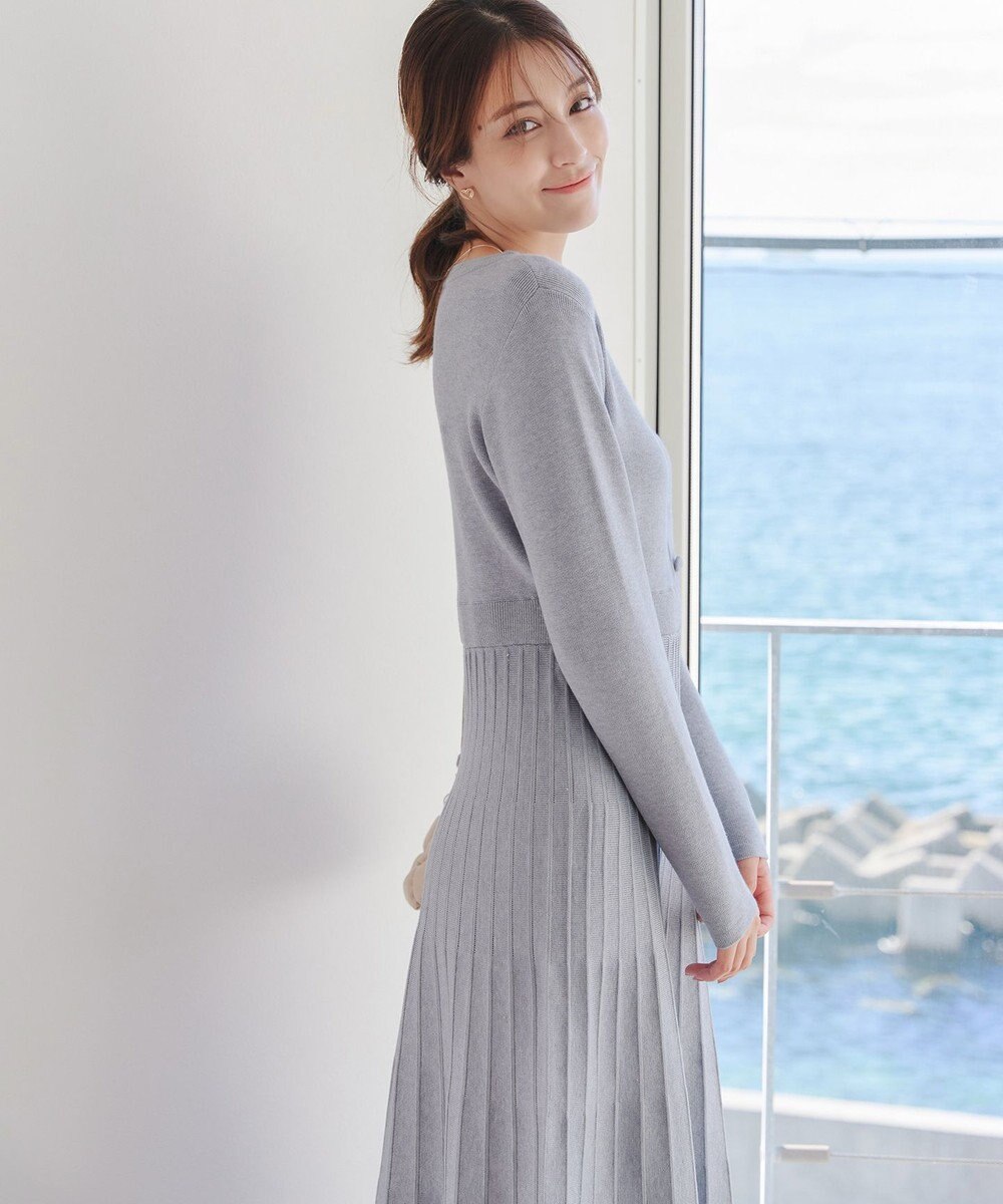 Tiaclasse 【洗える】くるみ釦ニットワンピース 