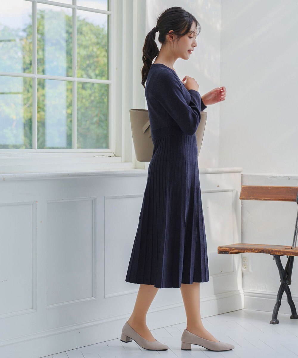 Tiaclasse 【洗える】くるみ釦ニットワンピース 