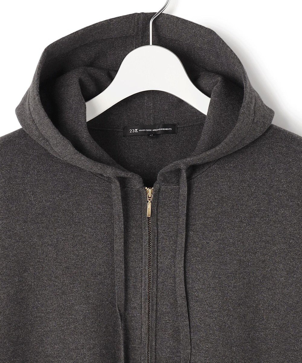 23区 L 【Lサイズ限定/洗える】ヴィスコースストレッチ ニット パーカー 