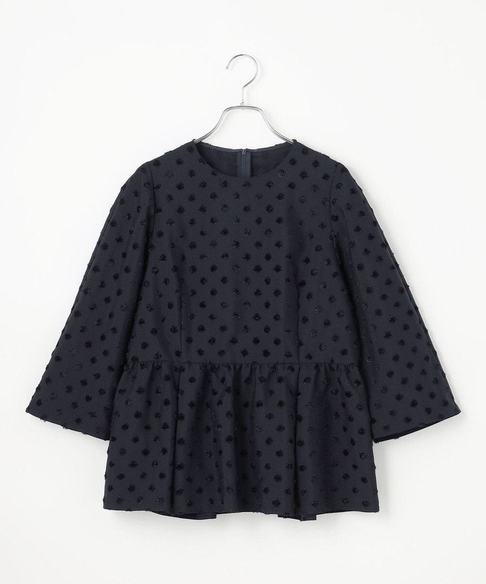 #Newans 【洗濯機可】ジャガ―ドドットペプラムブラウス 