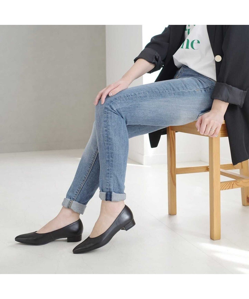 Pointer 日本製 本革美脚ローヒールパンプス 